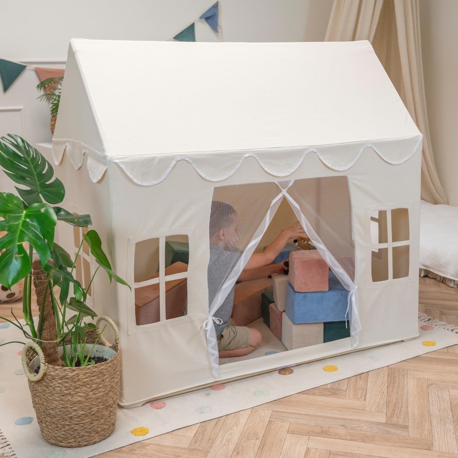 Kids Cotton Playhouse Tent w 400 Balls Foldable Indoor Outdoor Play Den