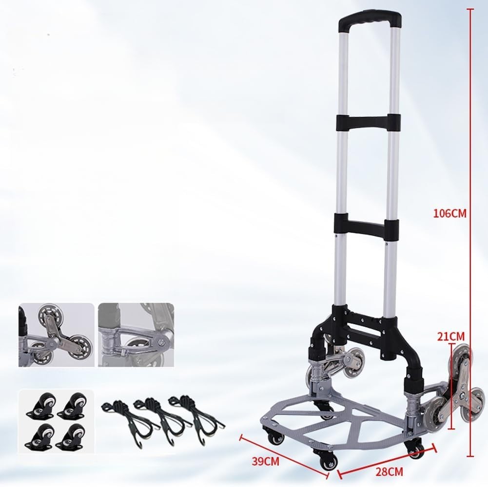 330lb Stair Climbing Hand Truck 10 Wheel Folding Trolley Adjustable Handle