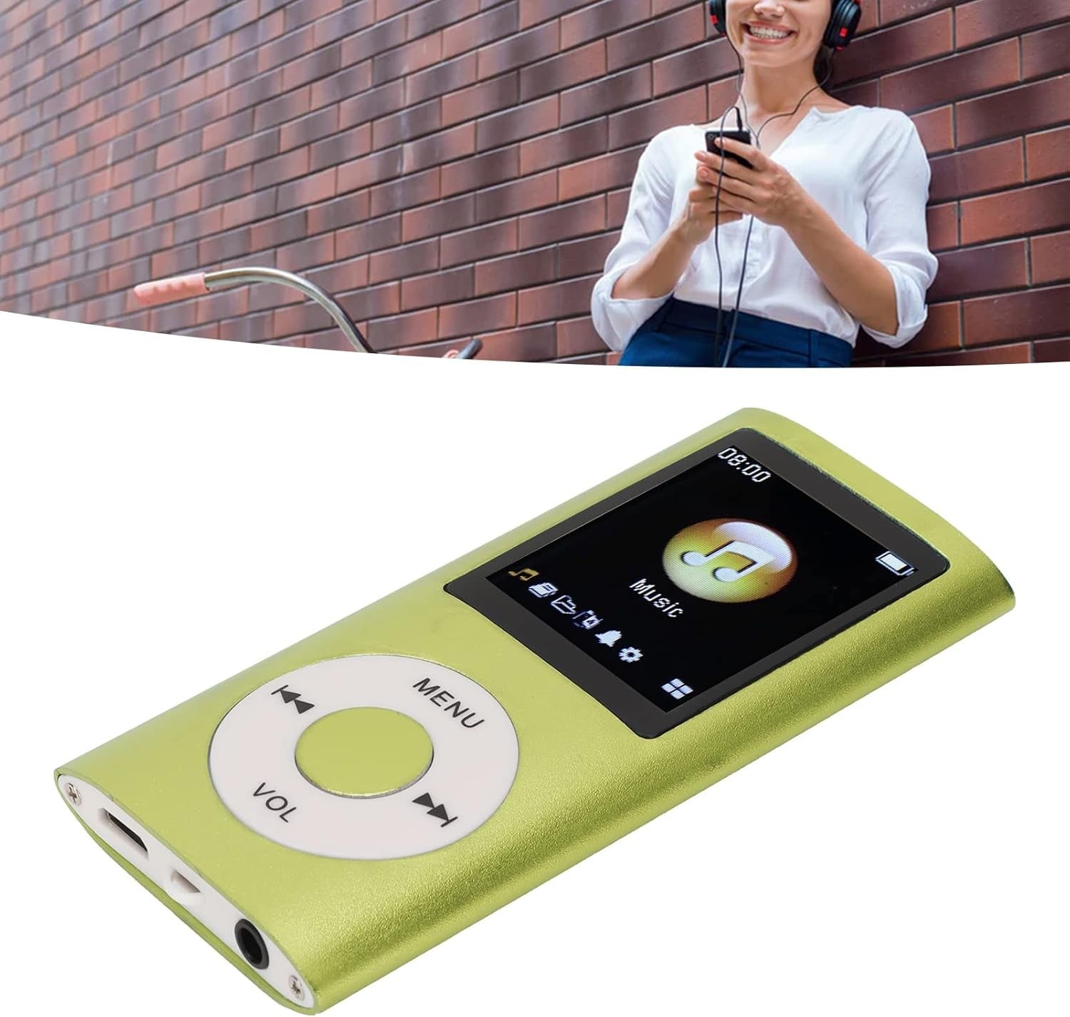 Portable Slim MP3 Player 1.8" LCD Lossless Music Player 64GB Green