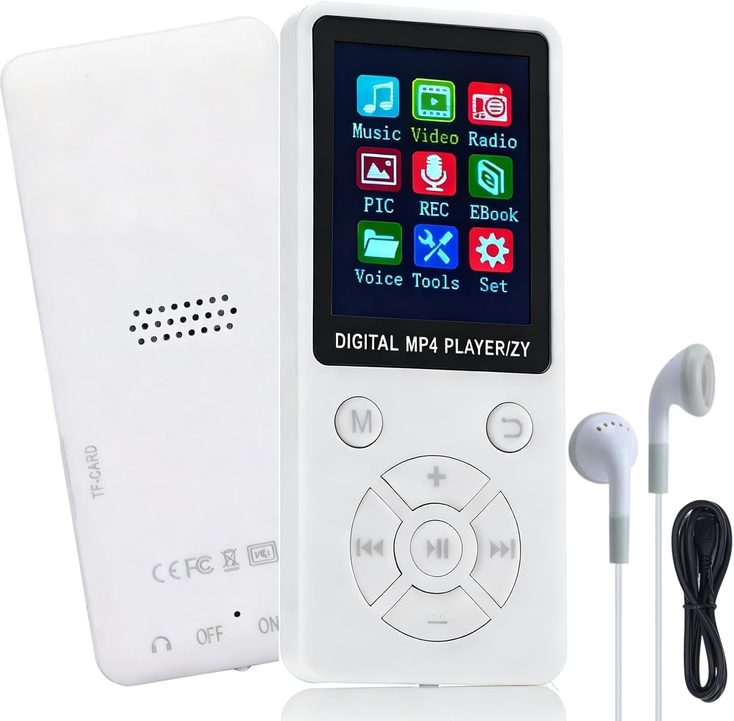 64GB Bluetooth 5.0 MP3 MP4 Player 1.8" LCD FM Radio White
