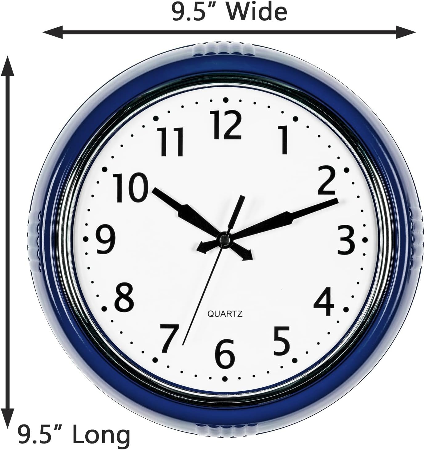 Retro 9.5" Navy Blue Wall Clock Vintage Silent Quartz Easy-Read Home Kitchen