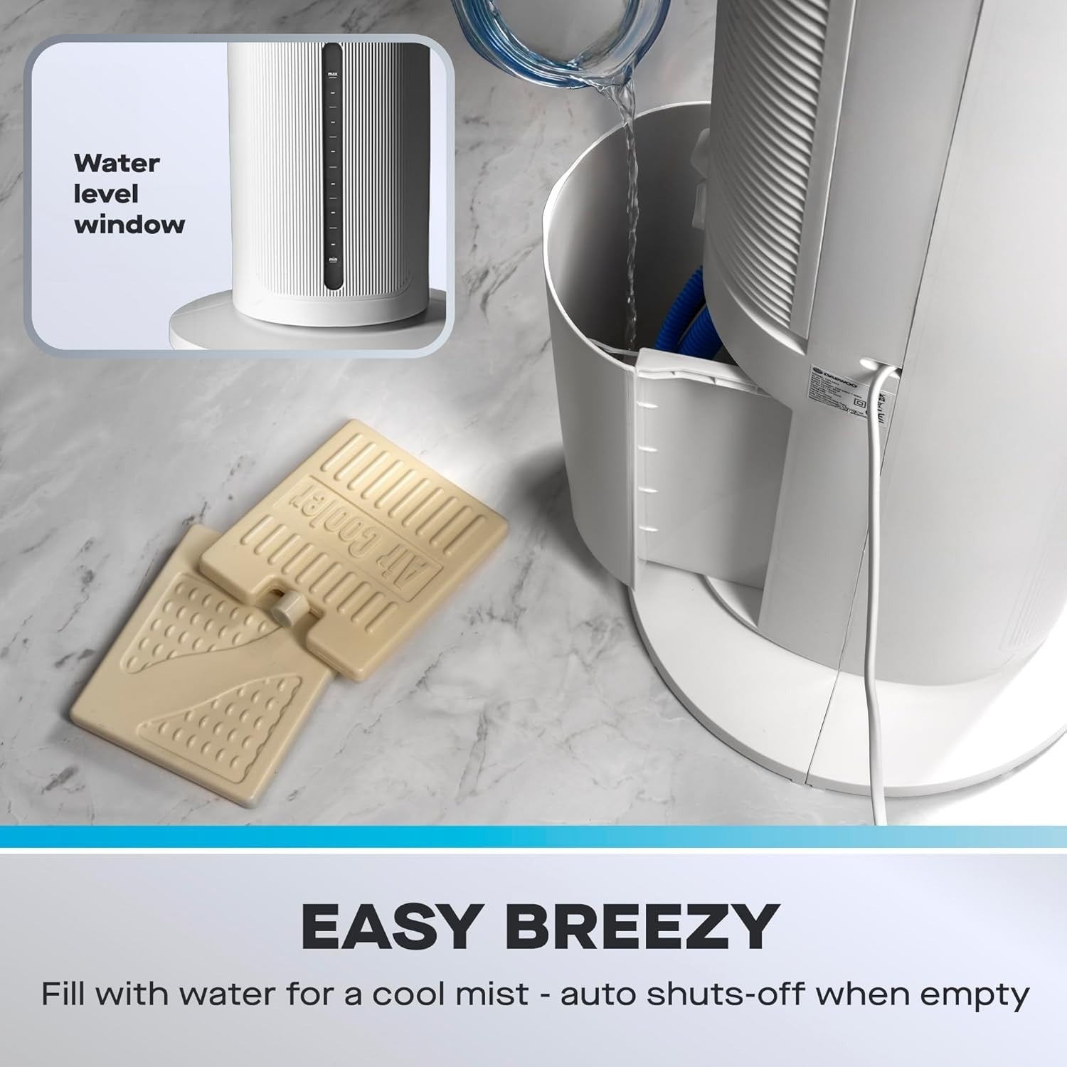 3-in-1 Tower Air Cooler – 4L Water Tank Purifier Fan White with Timer & Remote