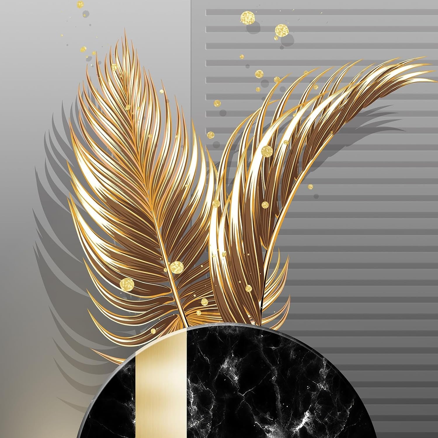 Large Black Gold Wall Art Set of 3 Framed 16x24 Modern