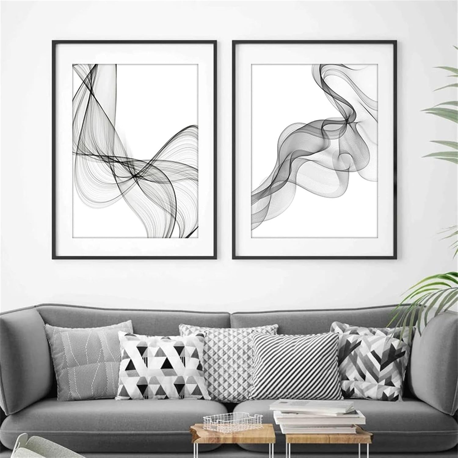 Black White Abstract Line Art Posters 3Pcs 50x70cm