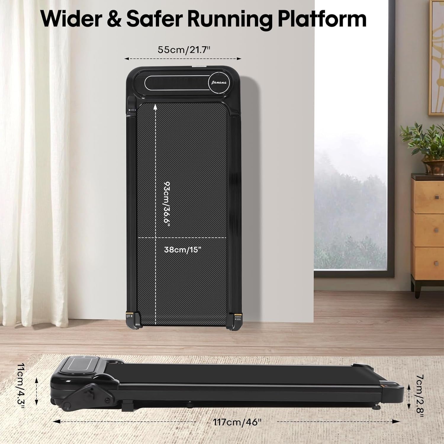 Under Desk Treadmill Walking Pad 6.5km/h Incline Home Office Gym