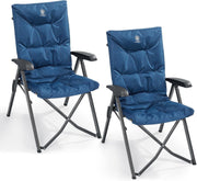 Heavy Duty Folding Camping Chairs 2 Pack | High Back, Adjustable Recliner