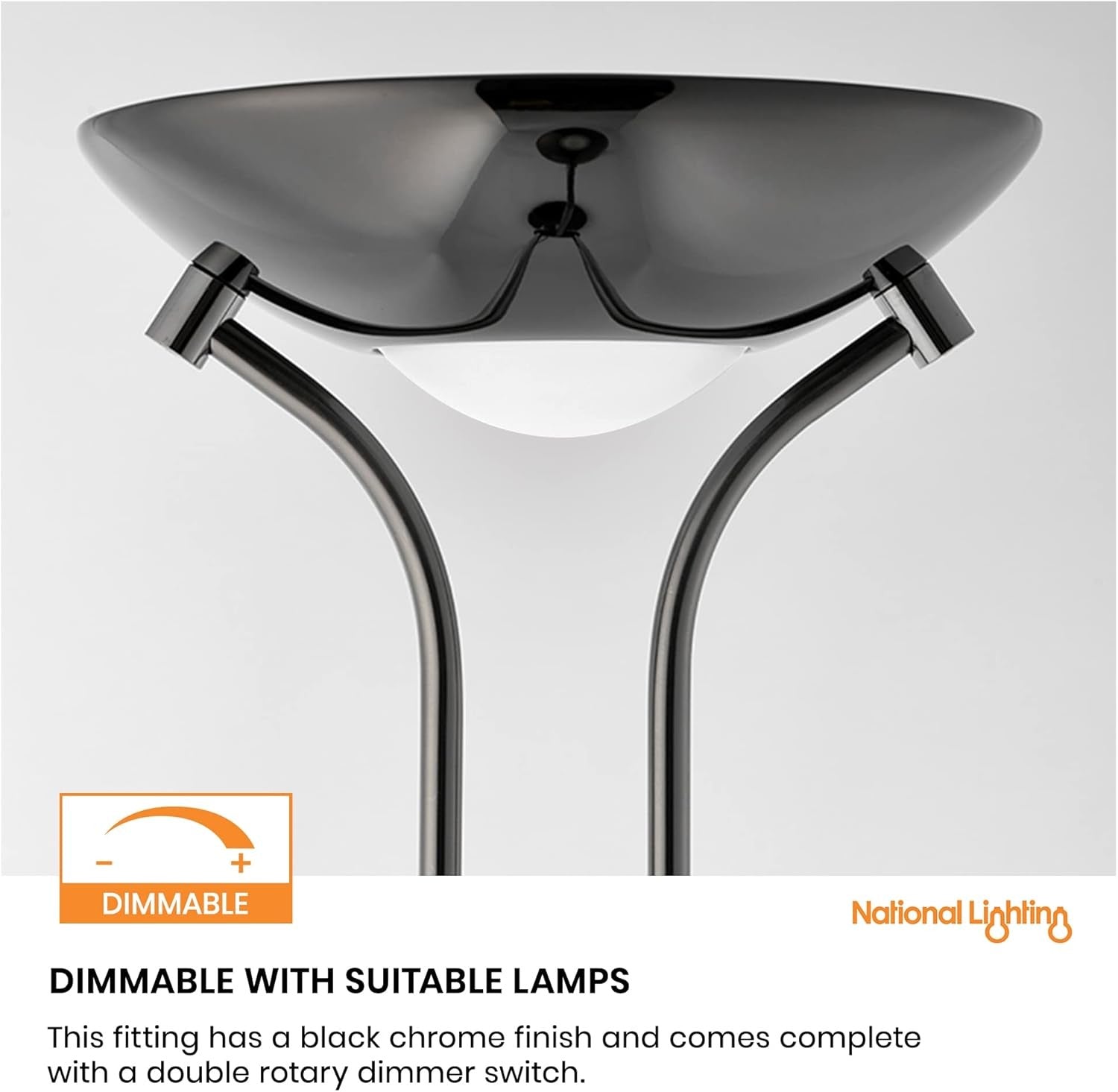 Mother Child Floor Lamp Black Chrome Uplighter Reading Light Dimmable