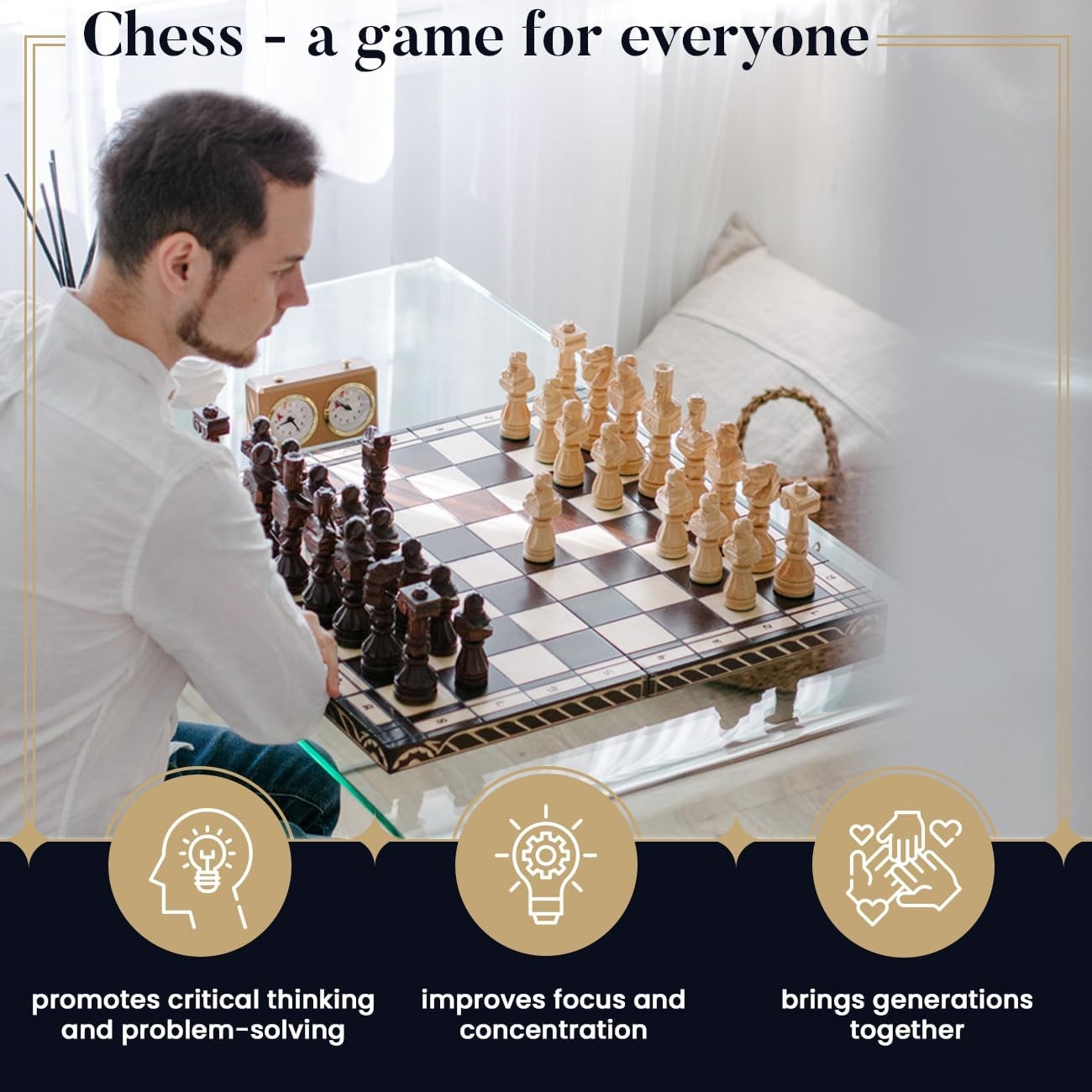 60cm Large Hand-Carved Wooden Chess Set | Premium Foldable Board & Pieces