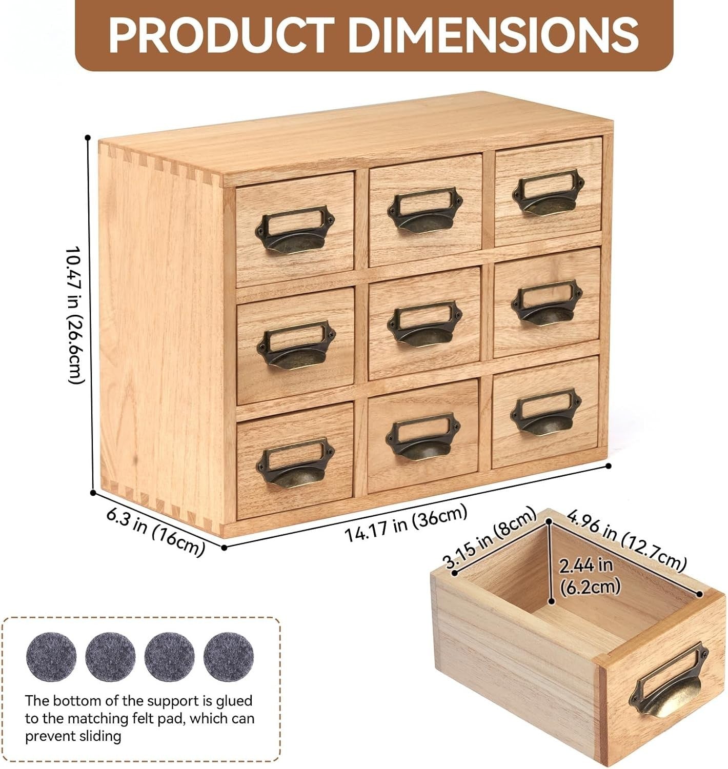 Wooden Desk Drawer Organizer 9 Mini Drawers Home Office Storage Chest