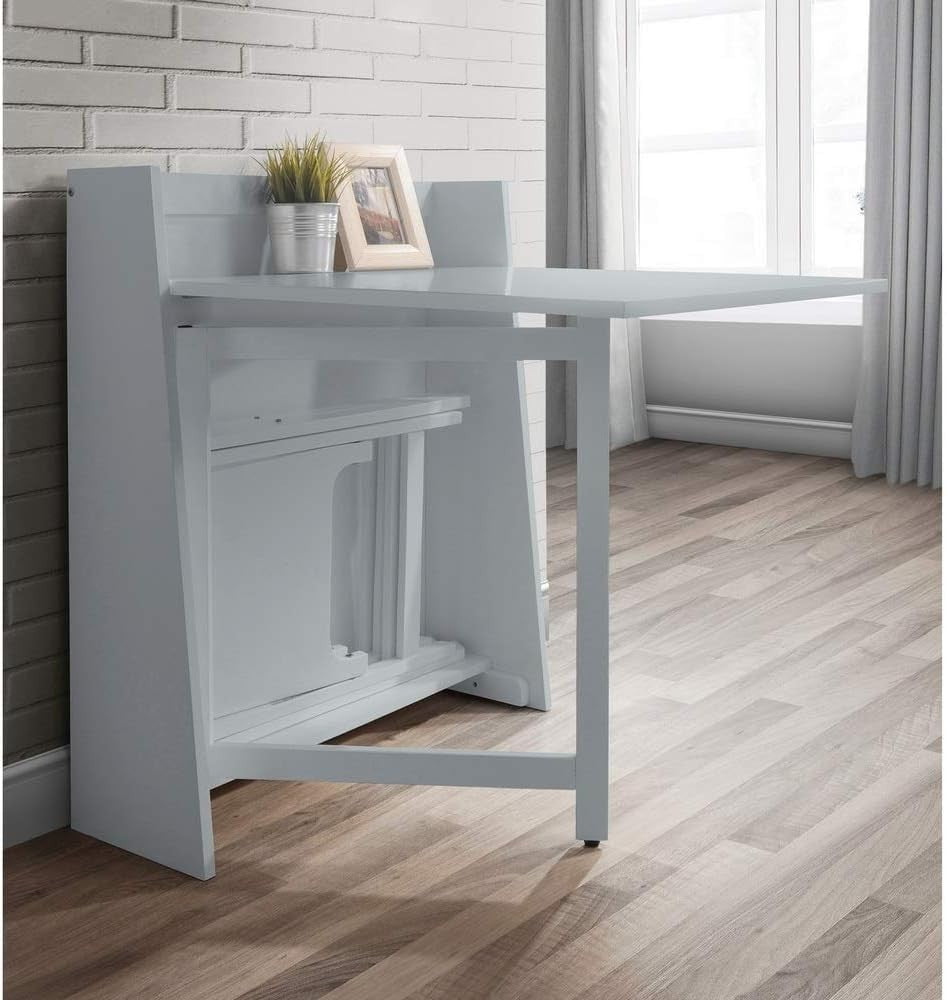 Compact Folding Dining Set Space Saving Table and Chairs Light Grey Modern