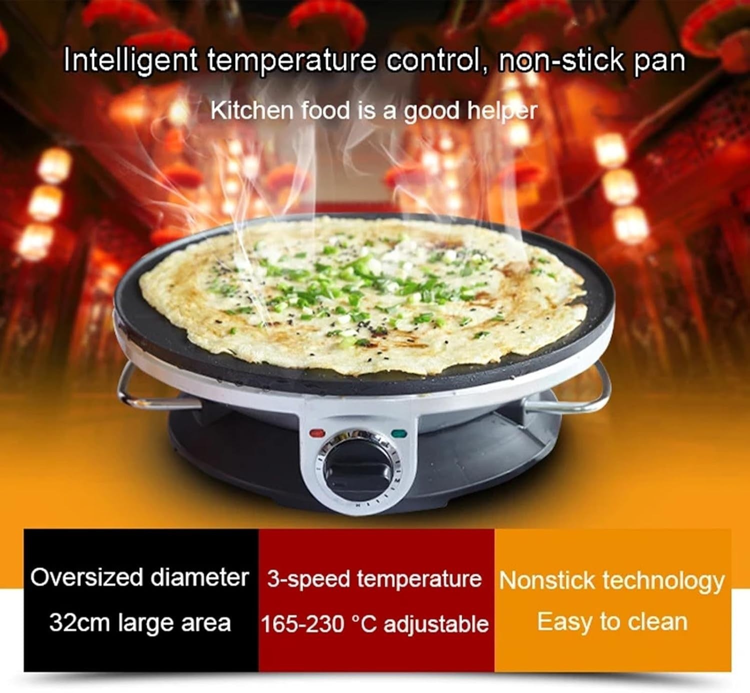 12" Electric Crepe Maker 1200W | Non-Stick Pancake & Tortilla Griddle