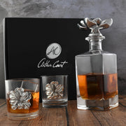 Luxury Magnolia Decanter Set 750ml with Floral Whiskey Glasses | Elegant Bar Gif
