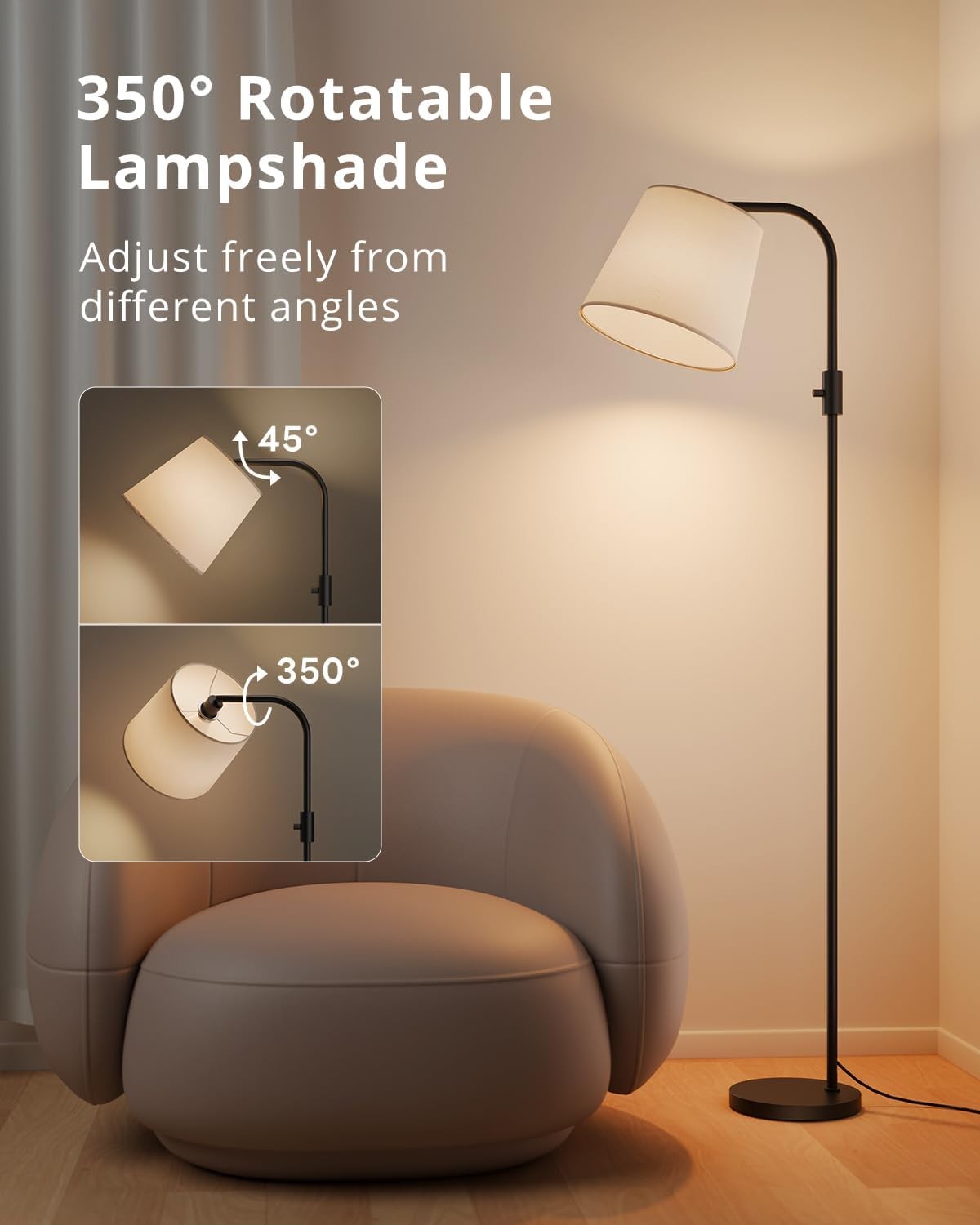 Arc LED Floor Lamp Dimmable RGB Colour Changing Remote Tall Reading Light