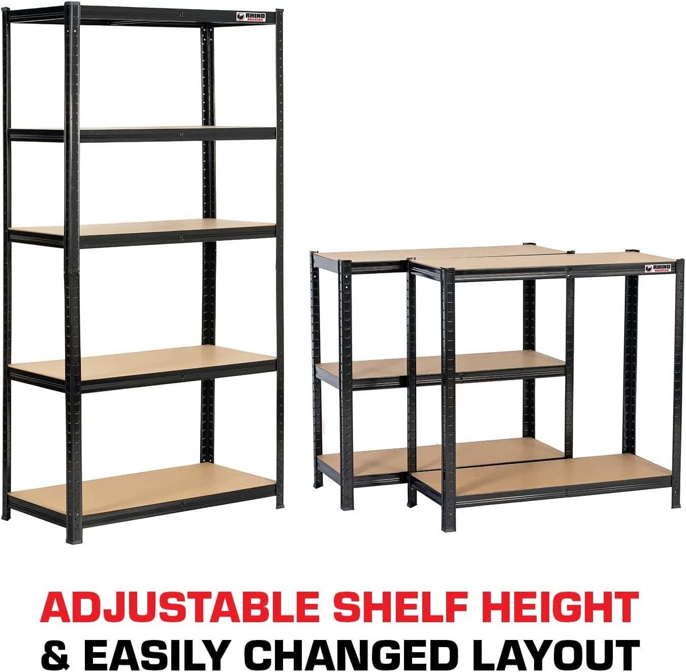 Heavy Duty 5-Tier Garage Shelving Unit Black 180x90x45cm Adjustable