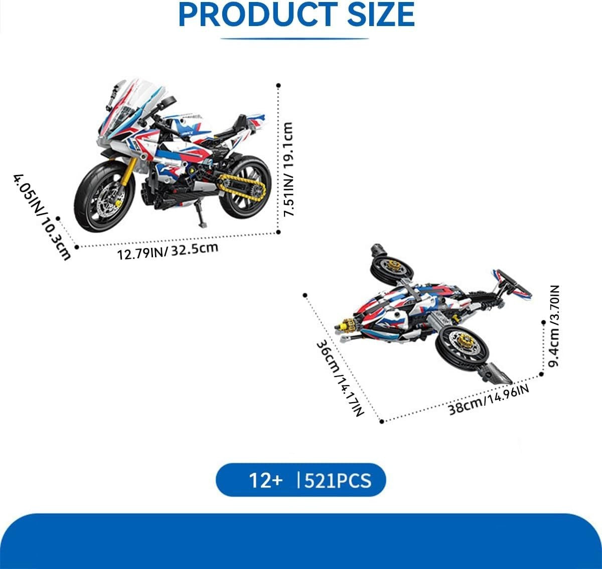 2-in-1 Motorbike & Plane Building Kit with 521 Pieces, Fun & Educational