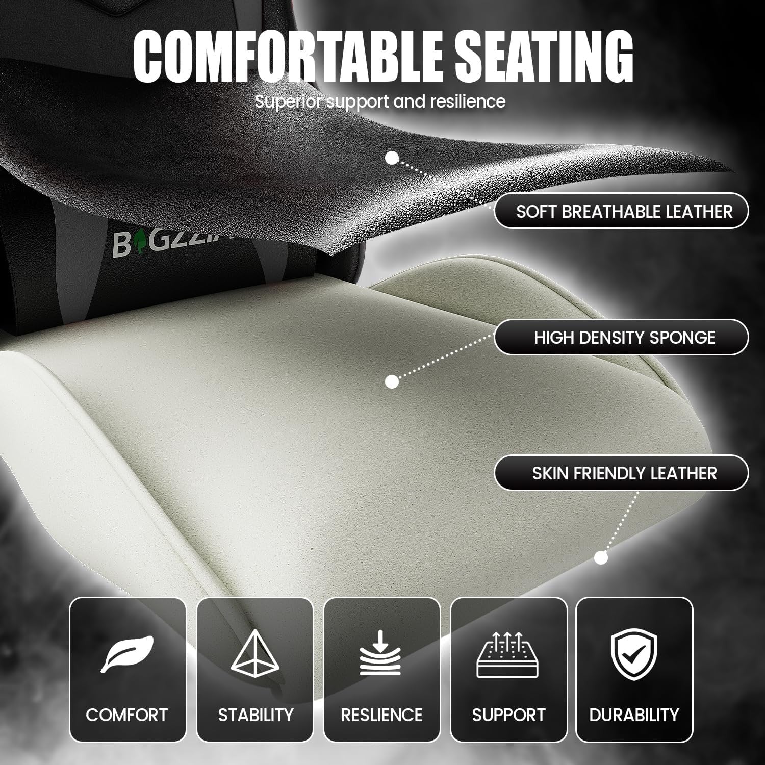 Ergonomic Gaming Chair Black Grey Reclining Adjustable
