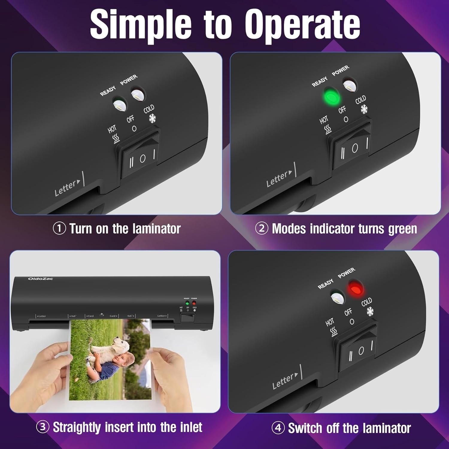 A4 Laminator Hot Cold 4-in-1 Compact No Bubble ABS Jam Release