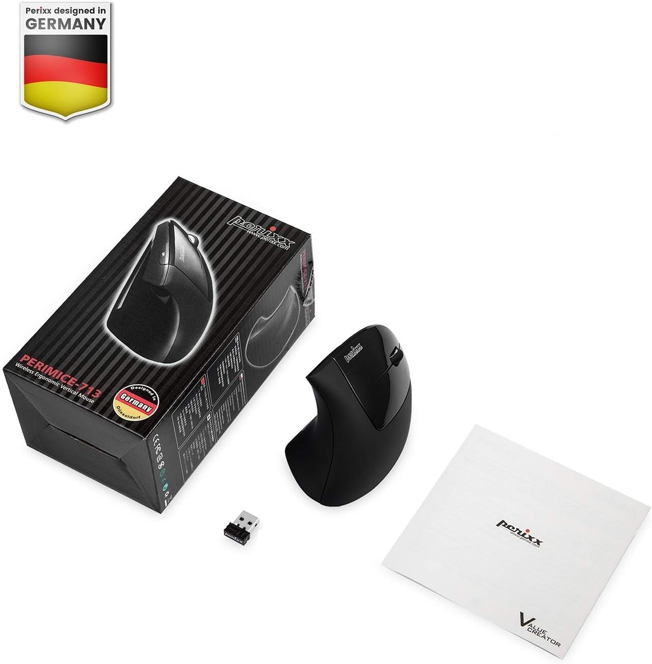 Vertical Ergonomic Wireless Mouse 2000 DPI 6 Button USB Right Hand