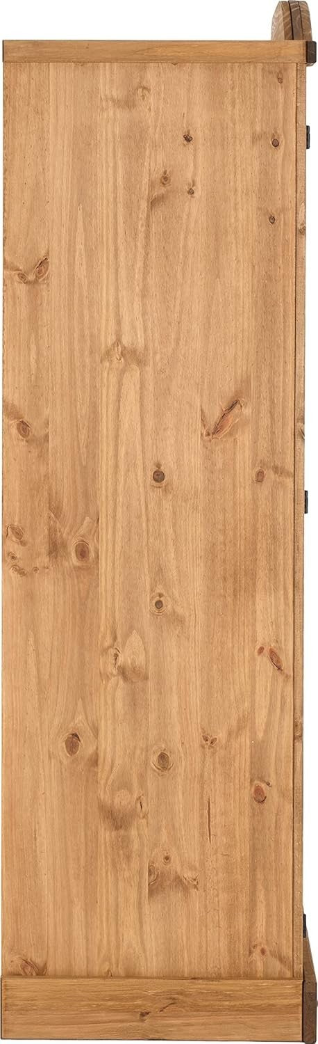Rustic 3 Door Pine Wardrobe with Hinged Doors & Metal Handles - Bedroom