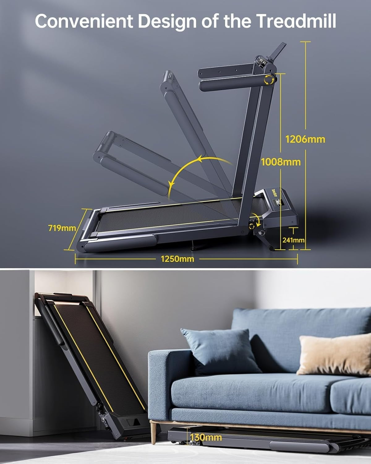 6-in-1 Foldable Treadmill 16KM/H Incline Walking Pad Home Office Gym3