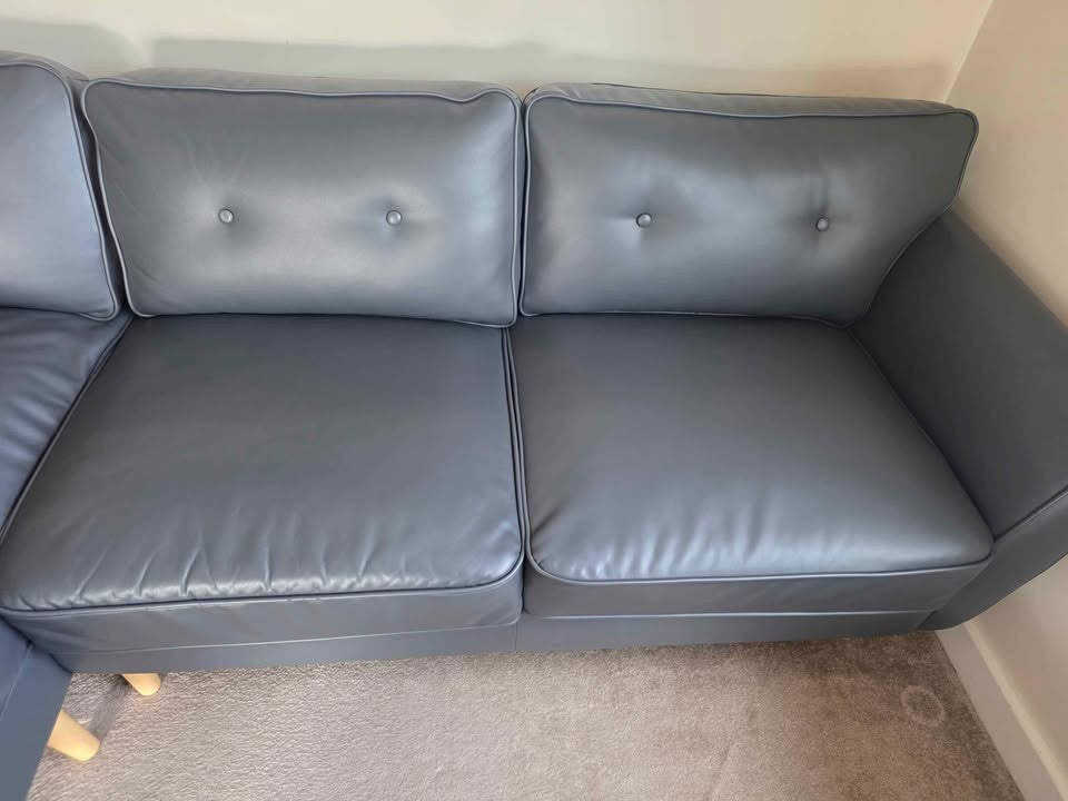 Dark Grey Luxe L-Shape Leather Corner Sofa (PTP)