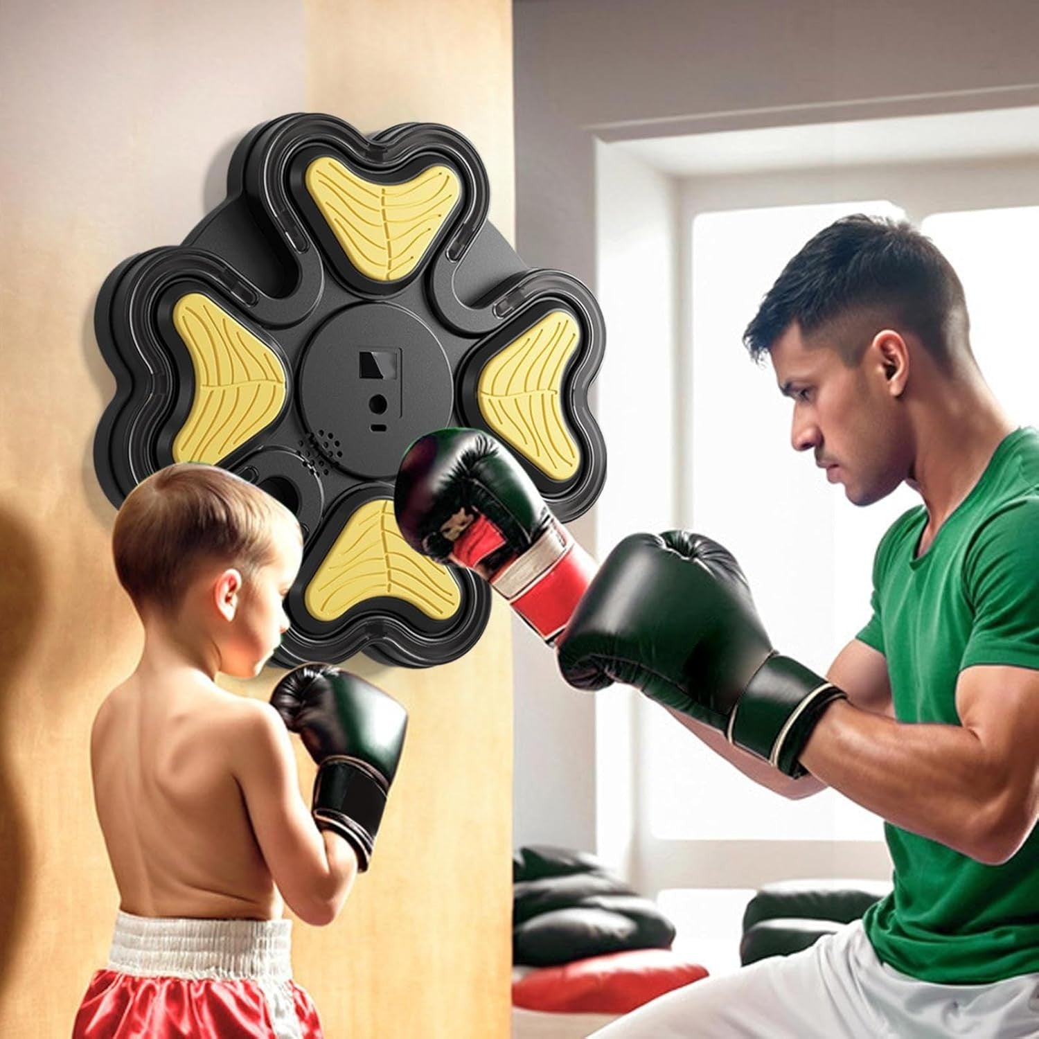 Wall Boxing Machine Black Yellow Punch Trainer Home Gym Reaction Target
