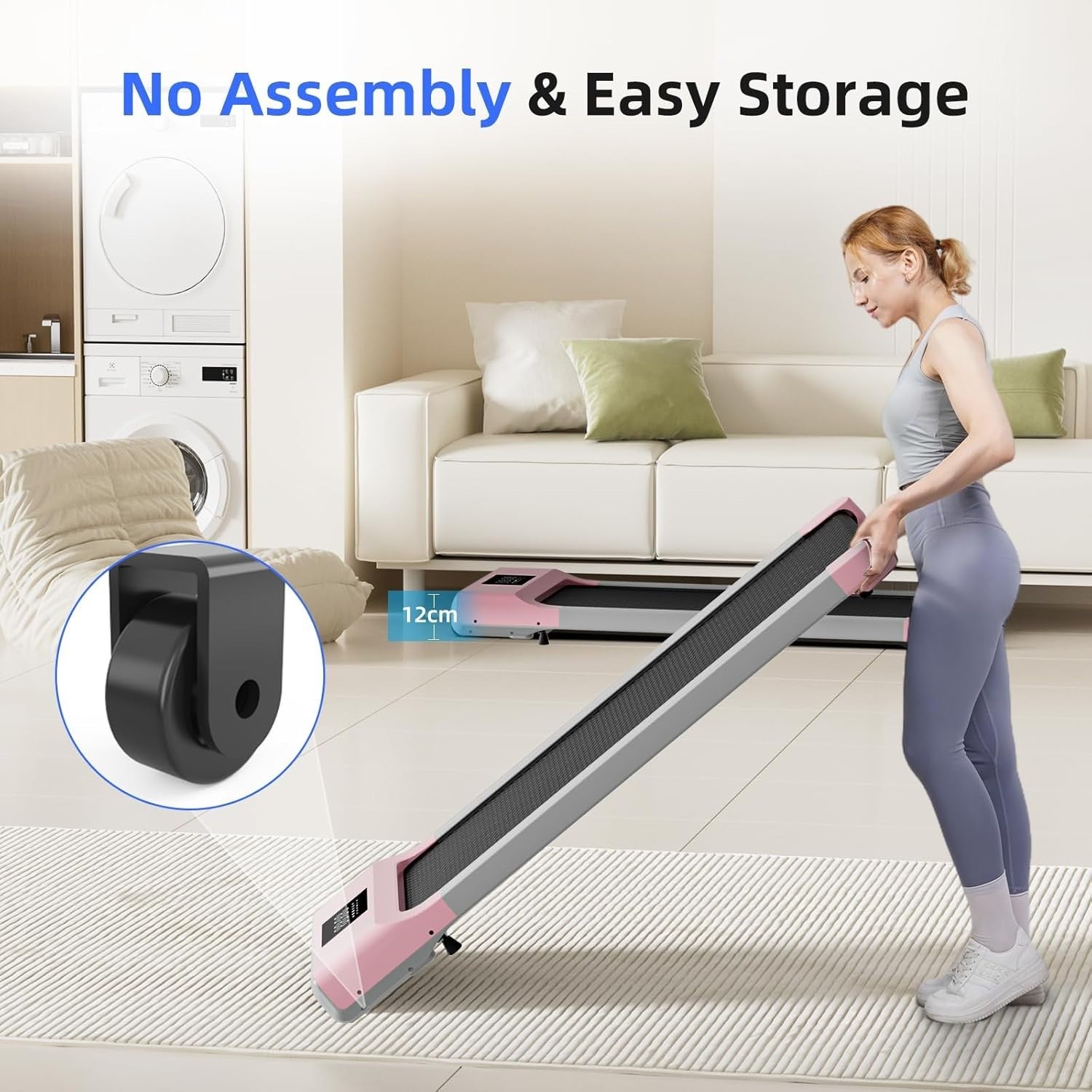 Under Desk Walking Pad Treadmill 6km/h Quiet App Control 159kg Home Gym