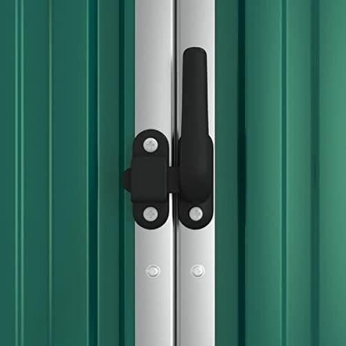 Outdoor Metal Garden Shed with Sloped Roof & Handle Green 225x89x161cm