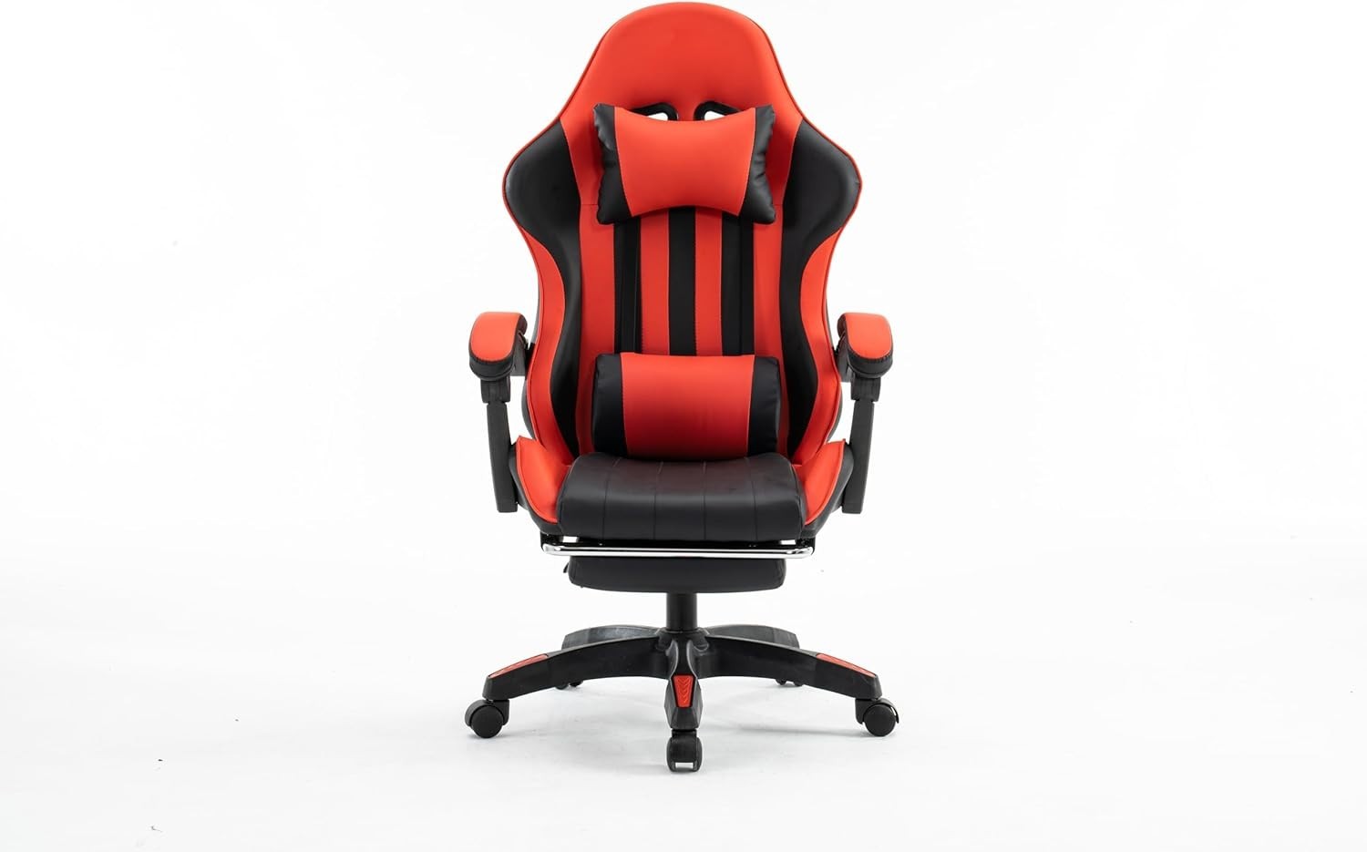 Red PU Leather Gaming Chair Office Desk Swivel PC Recliner Footrest Padded Seat