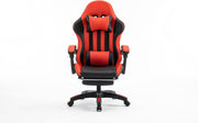 Red PU Leather Gaming Chair Office Desk Swivel PC Recliner Footrest Padded Seat