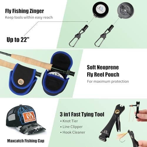 All In One Fly Fishing Rod Reel Combo Graphite Fast Action Travel Set