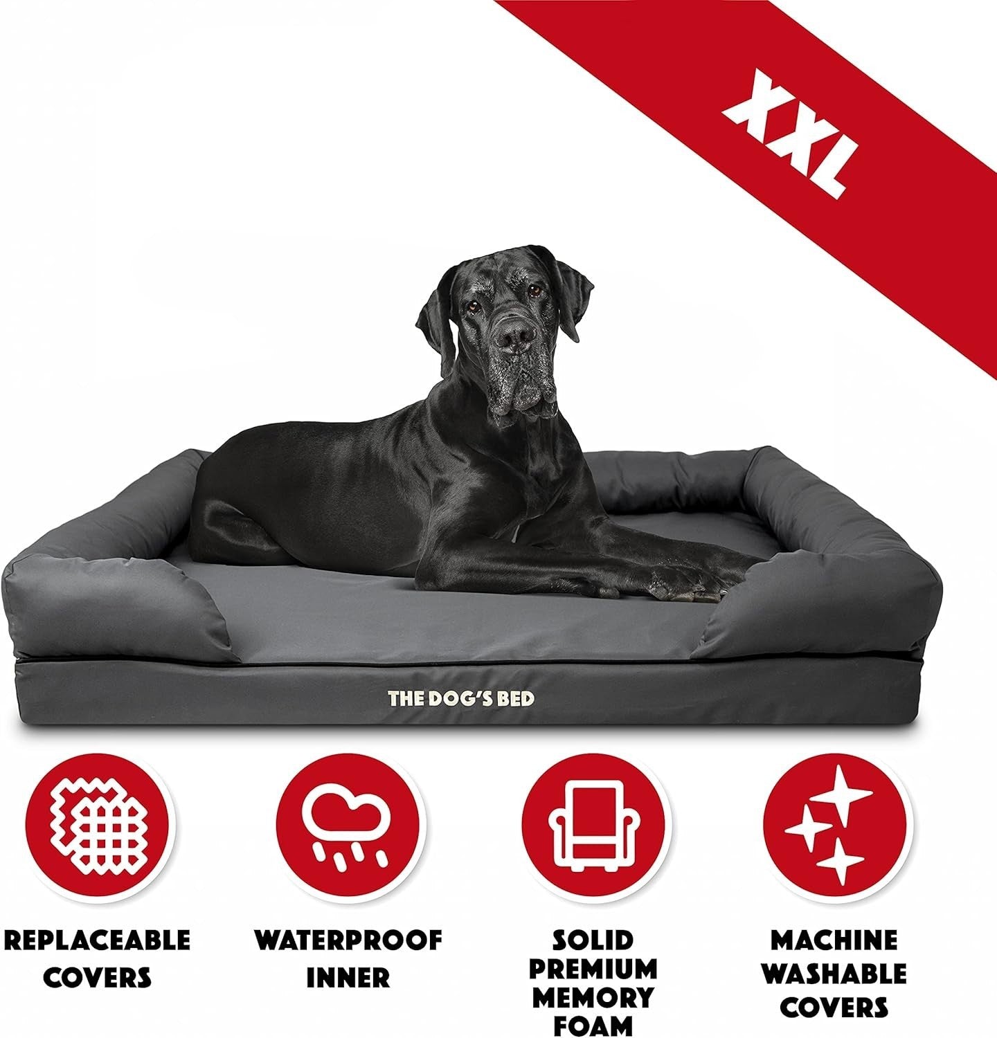 XXL Orthopedic Memory Foam Dog Bed Washable Bolster