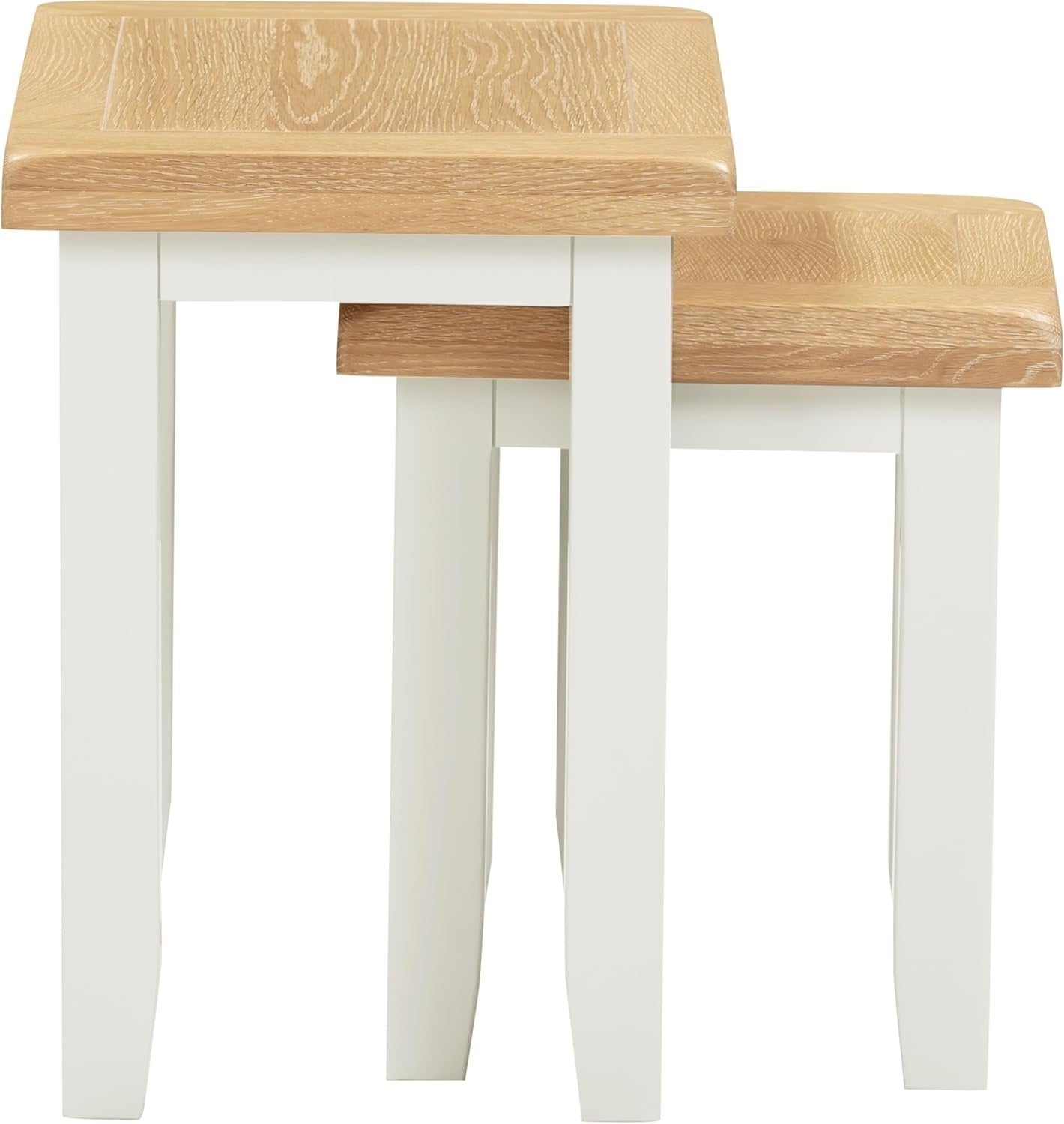 Farmhouse Nesting Coffee Table Set of 2 Ivory/Oak Wood Fully Assembled