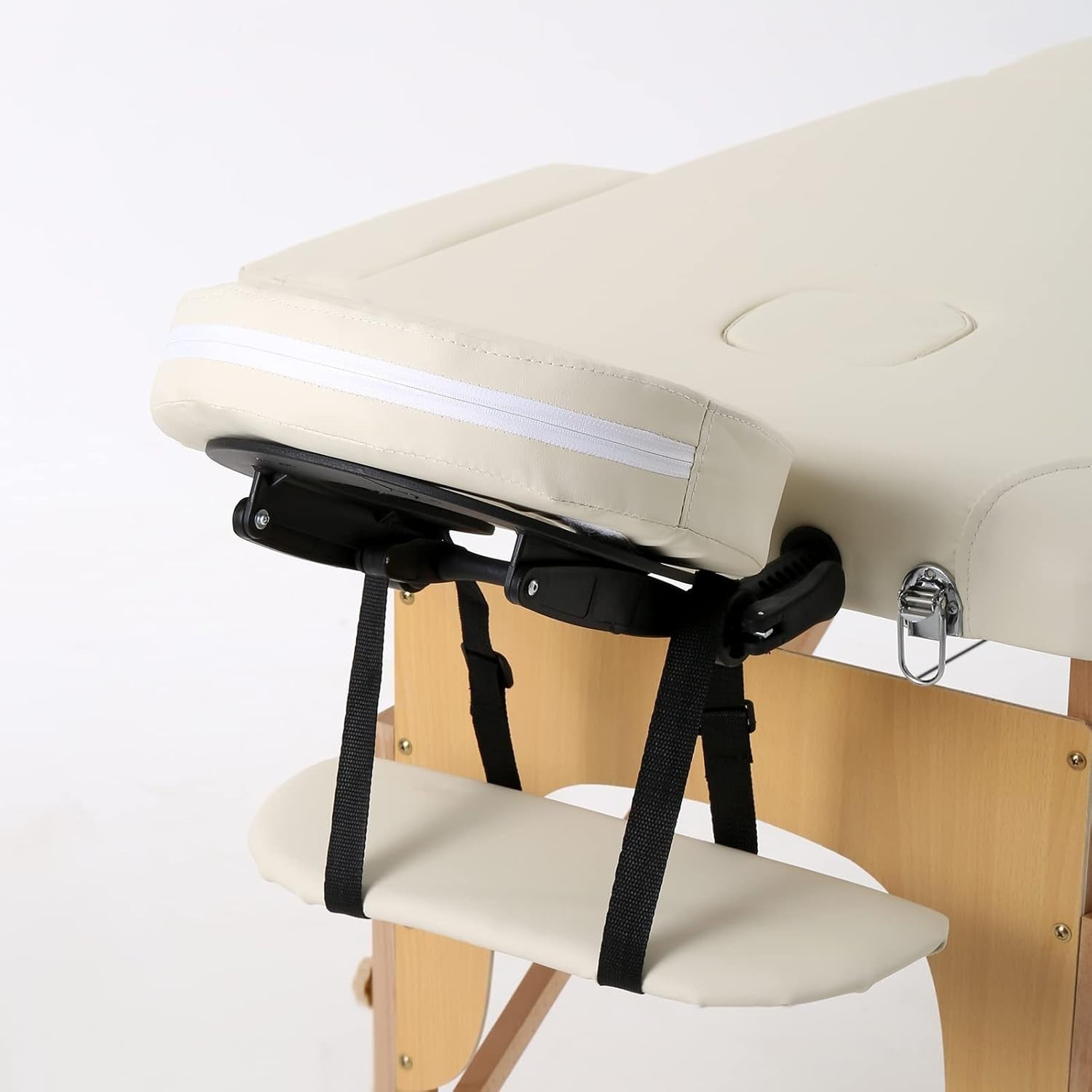 Portable Massage Table Foldable Wooden Adjustable Therapy Bed Tattoo Beige