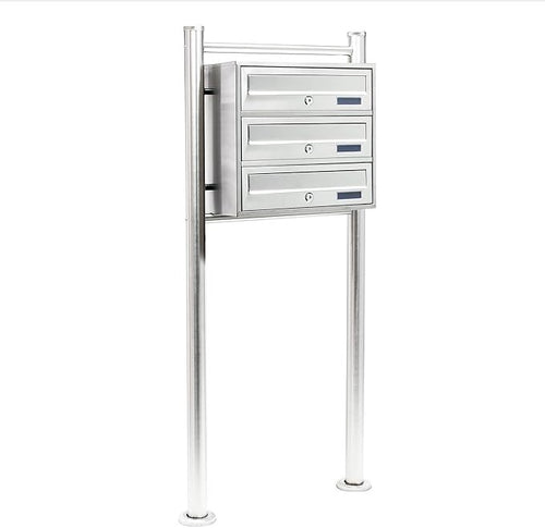 Outdoor Multi Slot Stainless Steel Letterbox Cluster 3 Mailboxes Secure Post