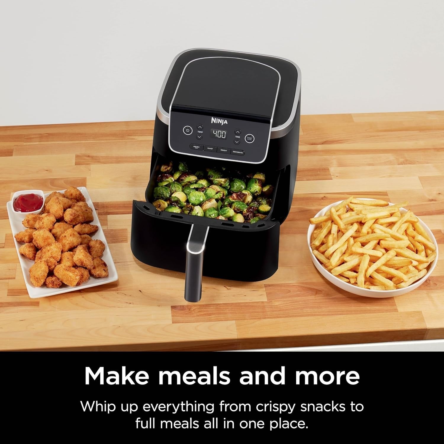 Air Fryer Pro 5QT 4-in-1 400°F Air Crisp Roast Reheat Dehydrate Nonstick