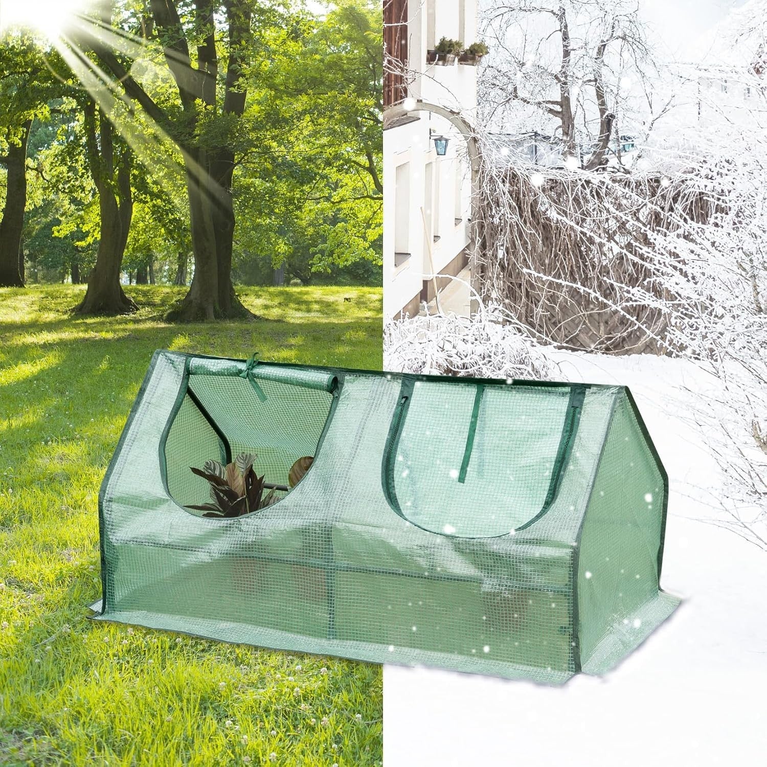 Mini Garden Greenhouse 120x60x60cm with Roll-Up Windows & Reinforced PE Cover
