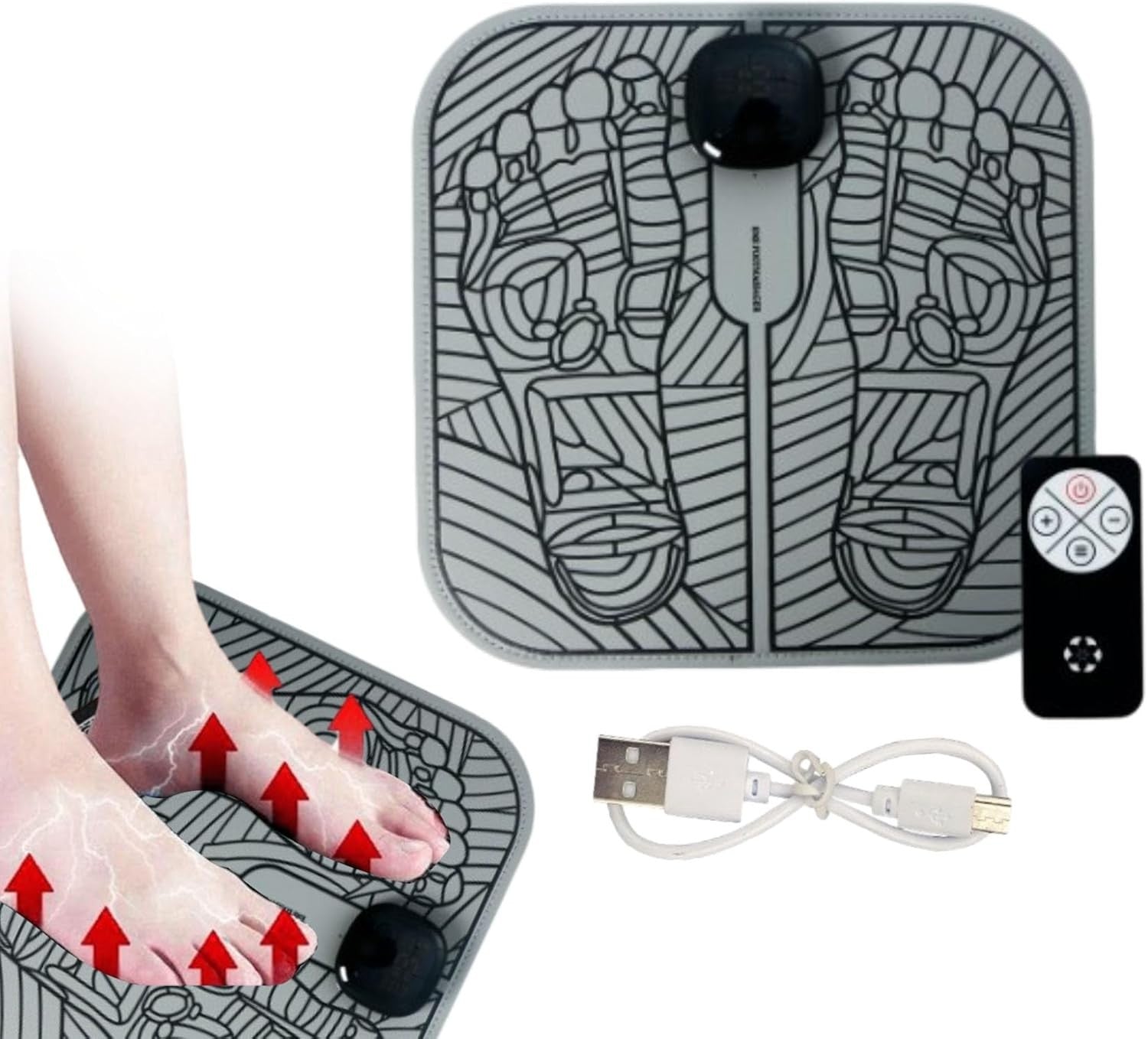 Portable Electric Foot Massager Mat Pad Remote Control Pain Relief