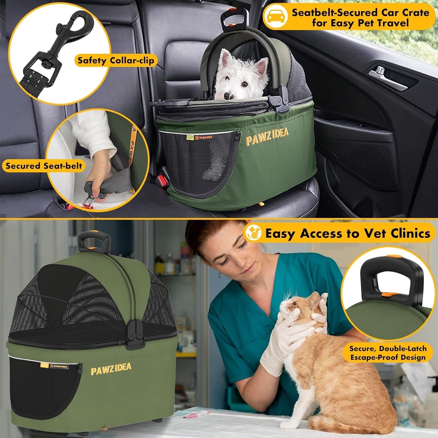 Double Pet Stroller 2 Detachable Carriers Foldable Dog Travel Pushchair