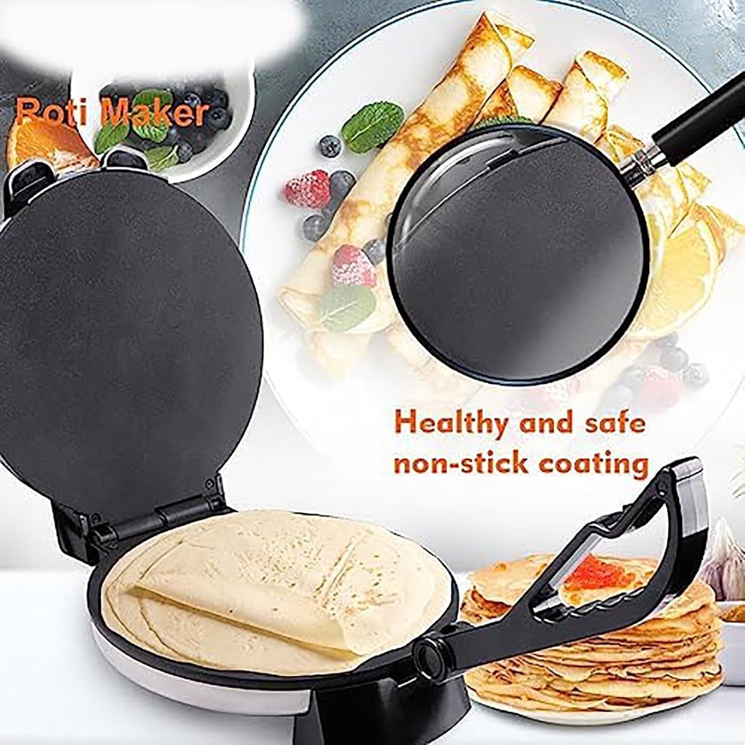 Electric Crepe & Pancake Maker 1400W Non-Stick Double-Sided Roti Chapati Machine
