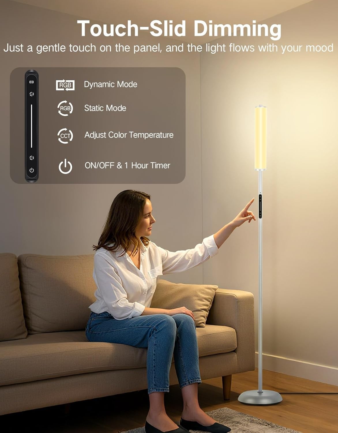 RGB Corner Floor Lamp Smart LED 1500LM App Remote Music Sync