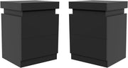 Set of 2 Modern LED Bedside Tables with USB Charging | Black 2 Drawer Nightstand