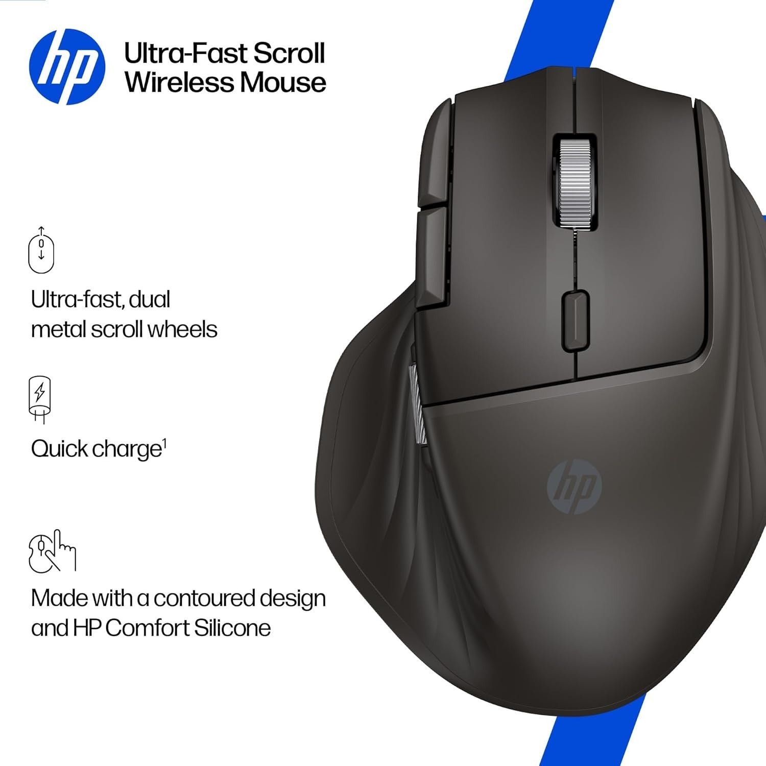 Ergonomic Wireless Mouse 6K DPI Fast Scroll Rechargeable Multi-Device