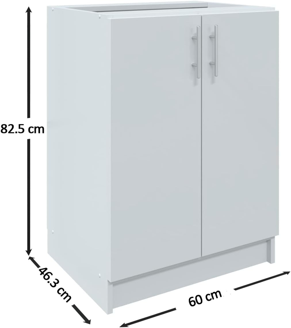 600mm White Gloss Kitchen Base Cabinet Cupboard Storage Unit Modern