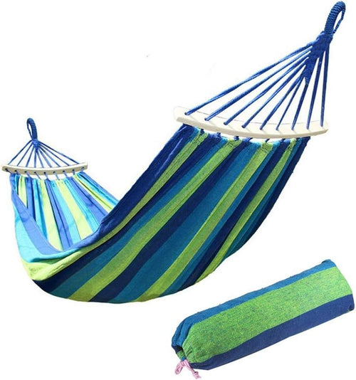 Portable Canvas Hammock with Wooden Bars, 200x100cm, 200kg Load