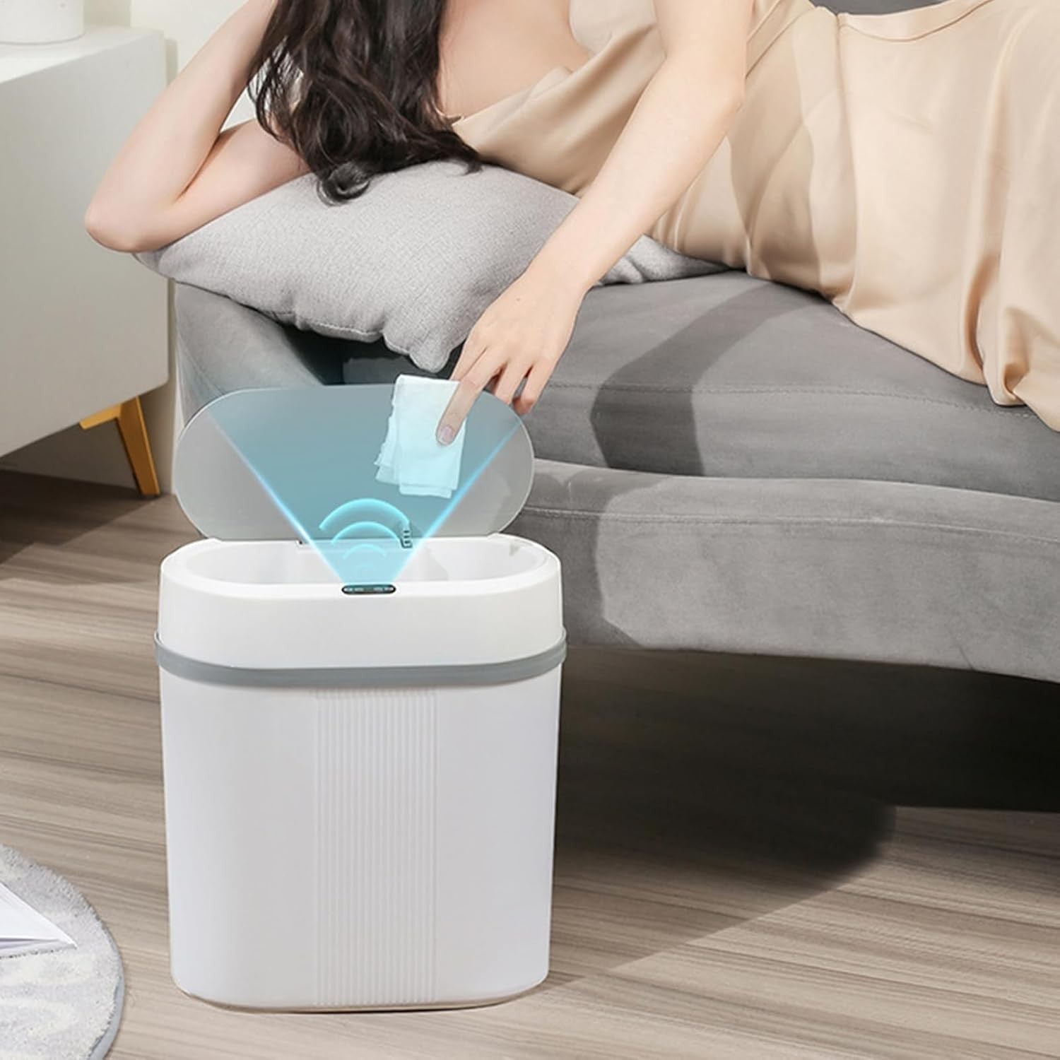 Automatic Touchless Trash Can Motion Sensor 28L Slim White