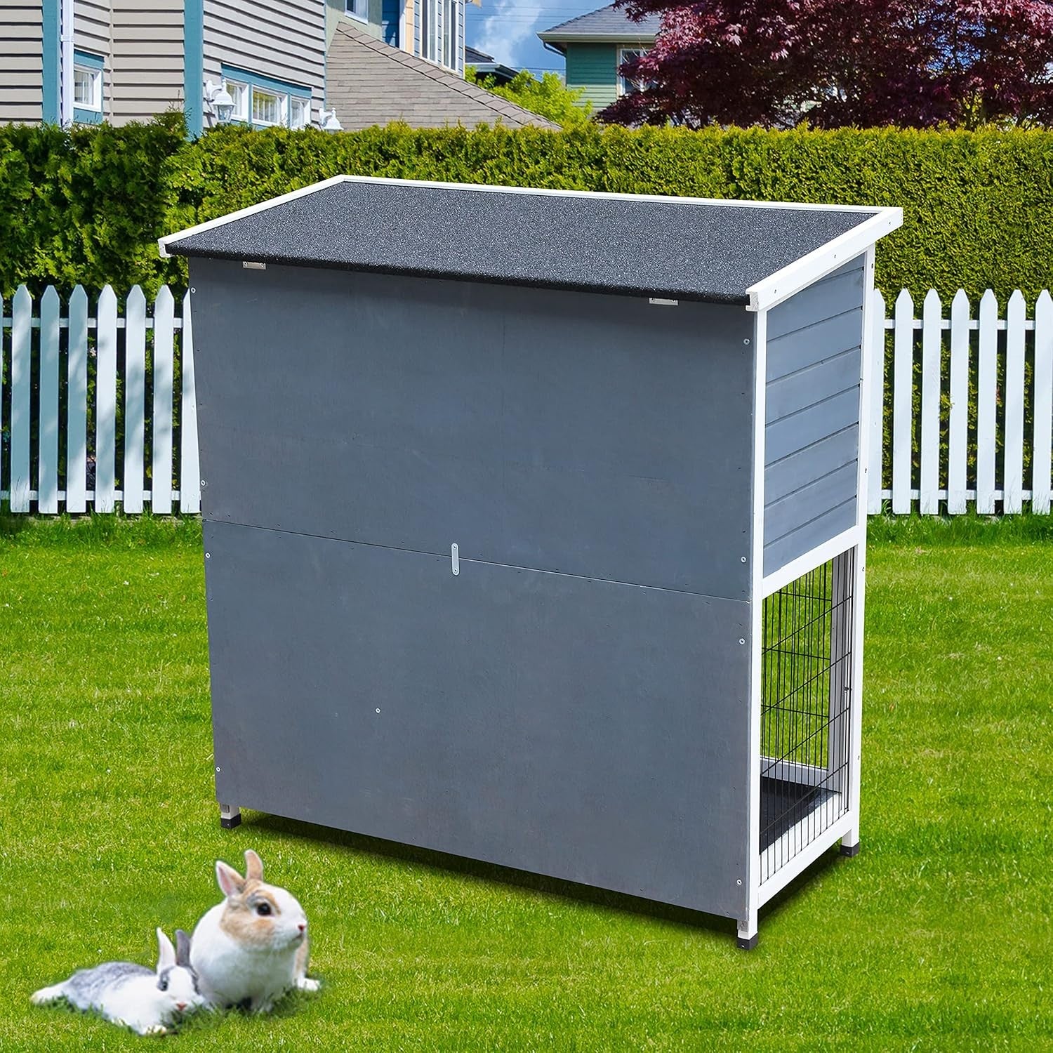 Large 2 Tier Rabbit Hutch Double Decker with Ramp Sliding Trays Outdoor