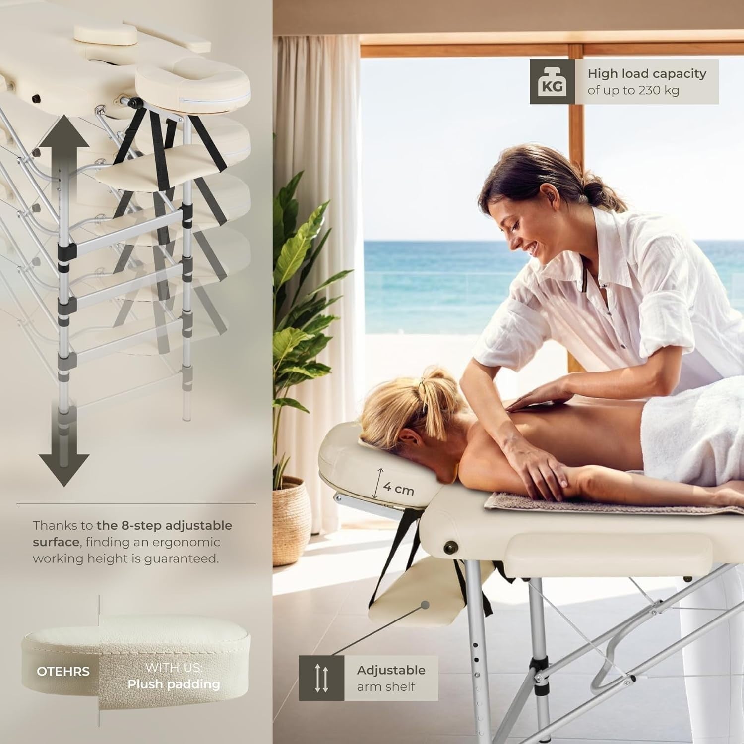 Portable Massage Table Foldable Height Adjustable Aluminium Beauty Bed + Bag