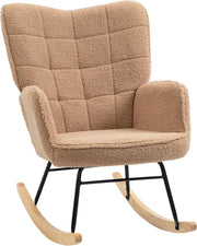 Modern Wingback Rocking Chair Fleece Glider – Comfy Armchair for Nursery
