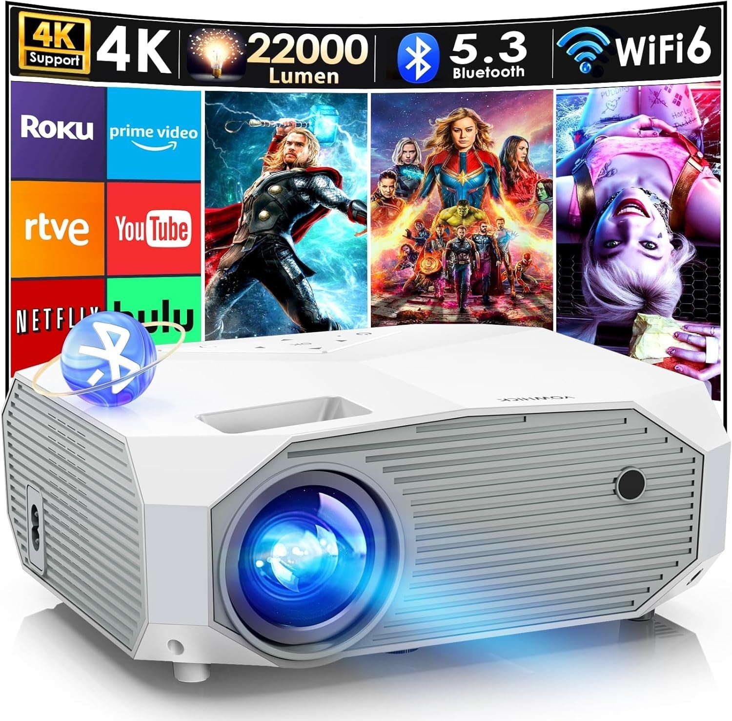 1080P WiFi 5G Bluetooth Projector 10000 Lumens 4K Outdoor